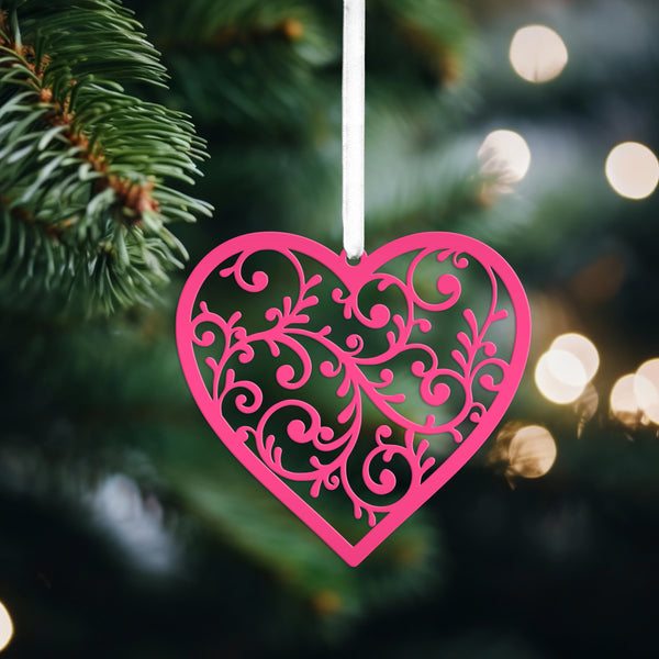 Scrolled Heart Metal Ornament - Christmas Decor- Heat Metal Decor-Heart Lovers-Heat Art-Decor-Heart Ornament