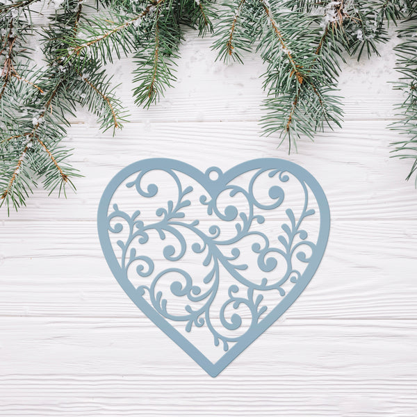 Scrolled Heart Metal Ornament - Christmas Decor- Heat Metal Decor-Heart Lovers-Heat Art-Decor-Heart Ornament