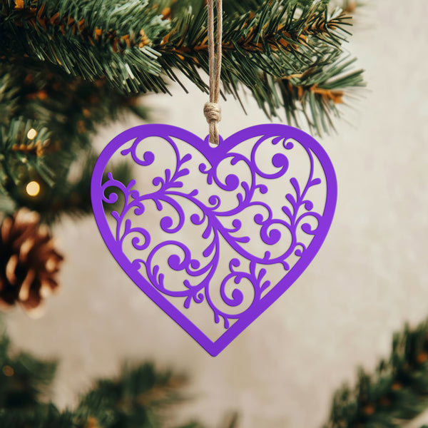 Scrolled Heart Metal Ornament - Christmas Decor- Heat Metal Decor-Heart Lovers-Heat Art-Decor-Heart Ornament