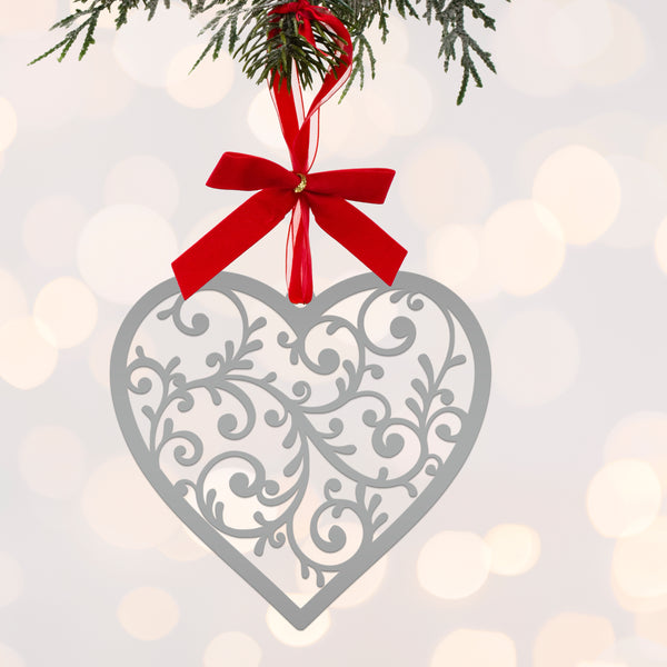 Scrolled Heart Metal Ornament - Christmas Decor- Heat Metal Decor-Heart Lovers-Heat Art-Decor-Heart Ornament