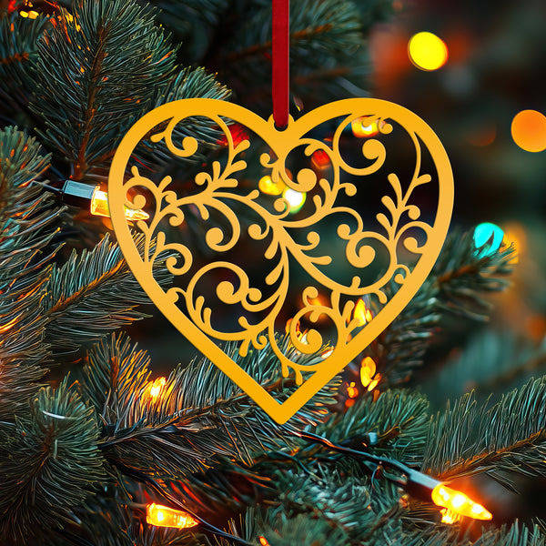 Scrolled Heart Metal Ornament - Christmas Decor- Heat Metal Decor-Heart Lovers-Heat Art-Decor-Heart Ornament