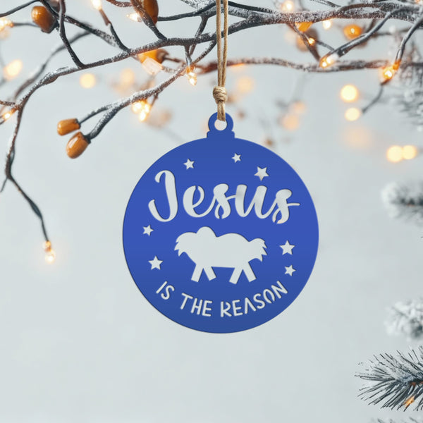 Christian Holiday Decor - Elegant Metal 'Jesus is the Reason' Ornament - Faith Inspired Christmas Decorations - Cute Stocking Stuffer Gifts