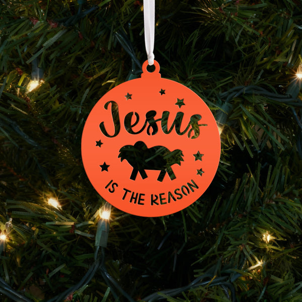 Christian Holiday Decor - Elegant Metal 'Jesus is the Reason' Ornament - Faith Inspired Christmas Decorations - Cute Stocking Stuffer Gifts