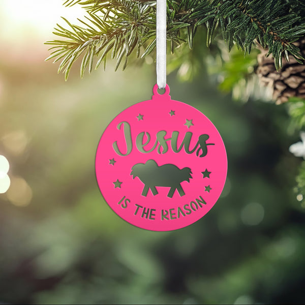 Christian Holiday Decor - Elegant Metal 'Jesus is the Reason' Ornament - Faith Inspired Christmas Decorations - Cute Stocking Stuffer Gifts