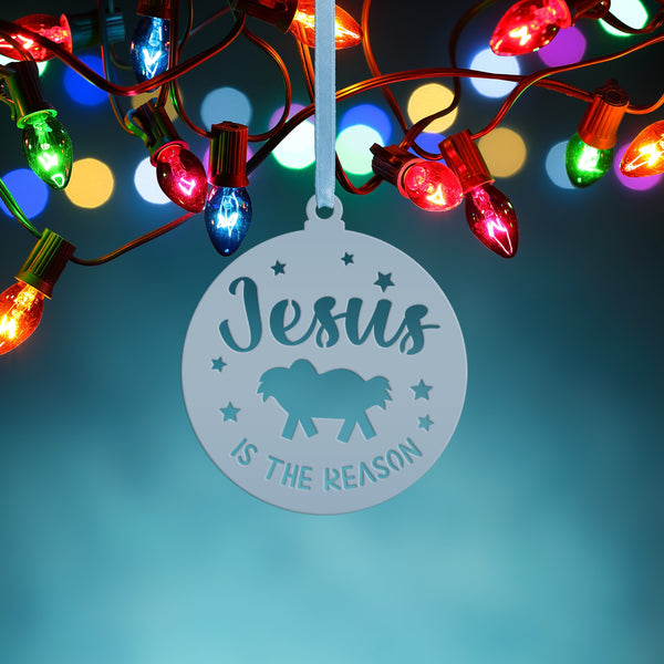 Christian Holiday Decor - Elegant Metal 'Jesus is the Reason' Ornament - Faith Inspired Christmas Decorations - Cute Stocking Stuffer Gifts