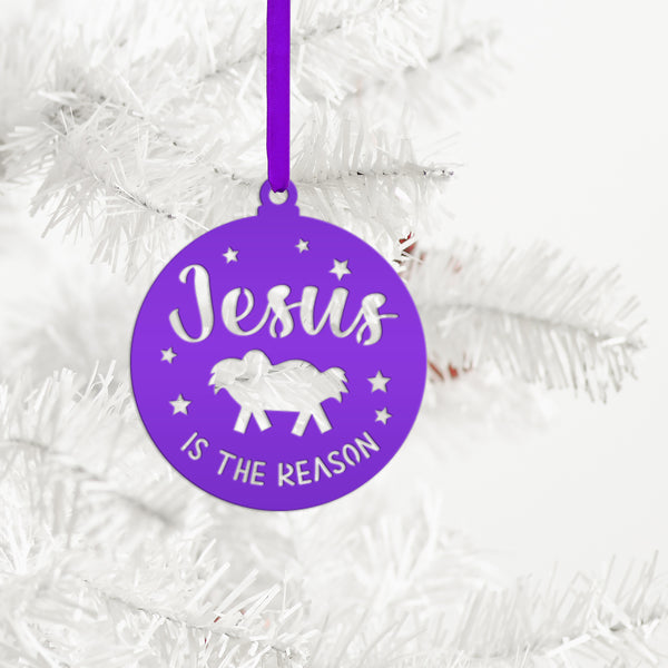 Christian Holiday Decor - Elegant Metal 'Jesus is the Reason' Ornament - Faith Inspired Christmas Decorations - Cute Stocking Stuffer Gifts