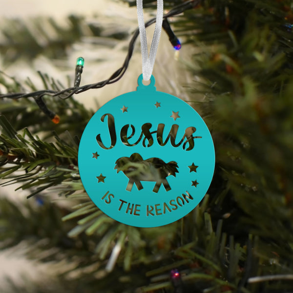Christian Holiday Decor - Elegant Metal 'Jesus is the Reason' Ornament - Faith Inspired Christmas Decorations - Cute Stocking Stuffer Gifts