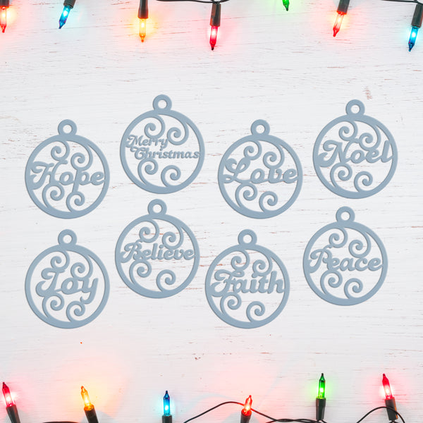 Inspirational Word Metal Christmas/Holiday Ornaments