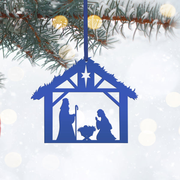 Metal Christmas Nativity Scene Ornament - Holiday Decor