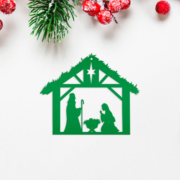 Metal Christmas Nativity Scene Ornament - Holiday Decor