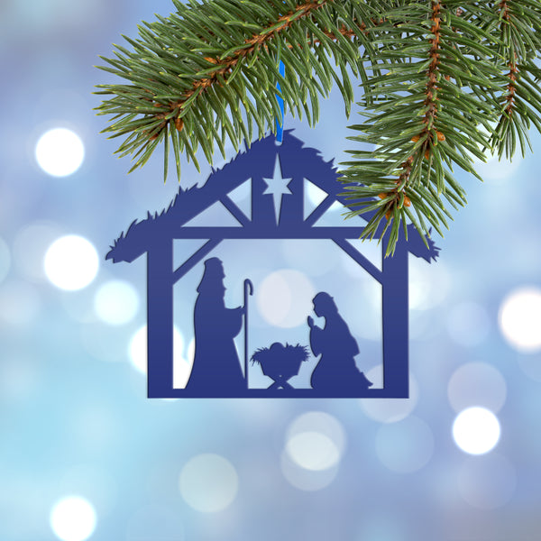 Metal Christmas Nativity Scene Ornament - Holiday Decor