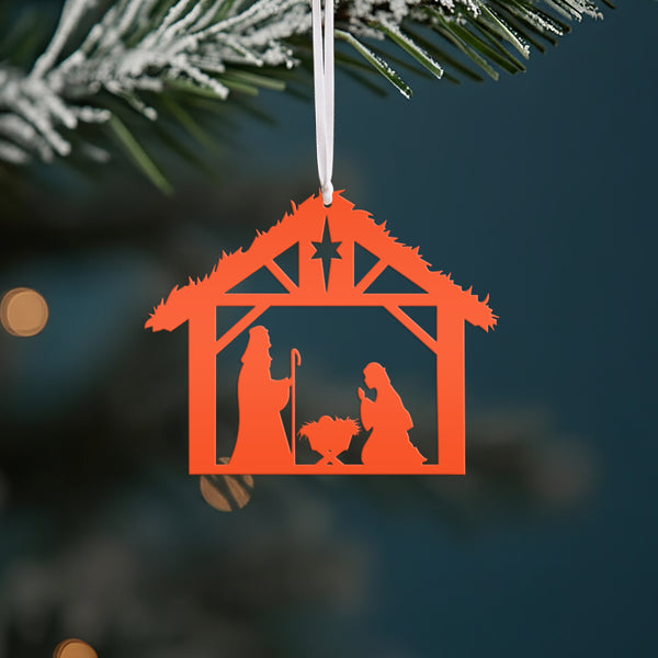 Metal Christmas Nativity Scene Ornament - Holiday Decor