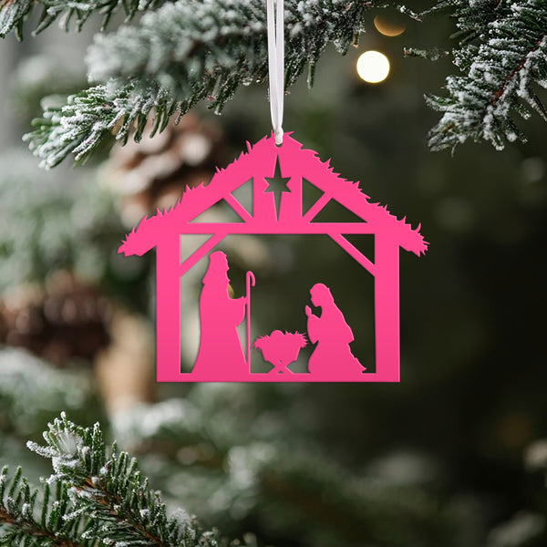 Metal Christmas Nativity Scene Ornament - Holiday Decor