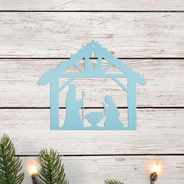 Metal Christmas Nativity Scene Ornament - Holiday Decor