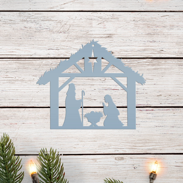 Metal Christmas Nativity Scene Ornament - Holiday Decor