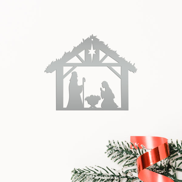 Metal Christmas Nativity Scene Ornament - Holiday Decor