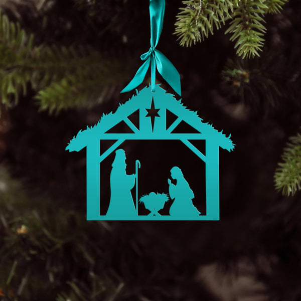 Metal Christmas Nativity Scene Ornament - Holiday Decor