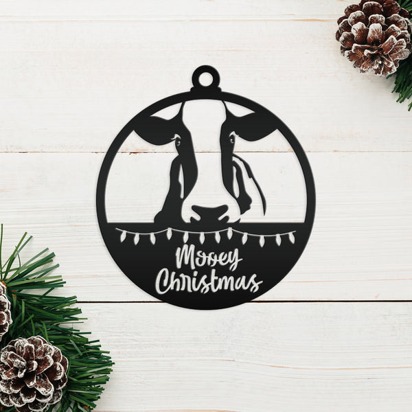Metal Mooey Christmas Ornament, Farm Ornament, Holiday Decor-Cow Ornament-Decor