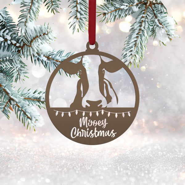 Metal Mooey Christmas Ornament, Farm Ornament, Holiday Decor-Cow Ornament-Decor