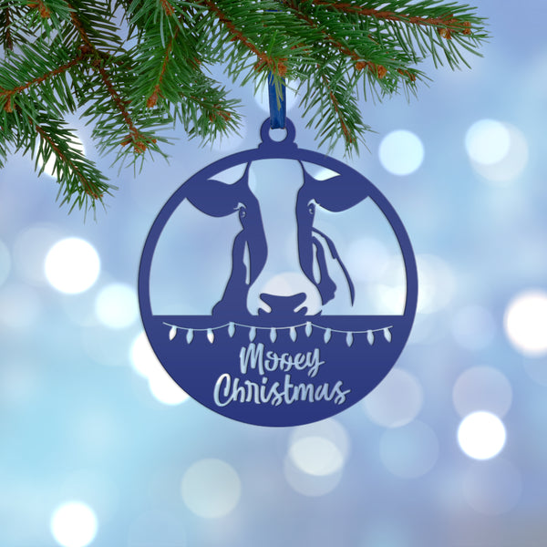 Metal Mooey Christmas Ornament, Farm Ornament, Holiday Decor-Cow Ornament-Decor