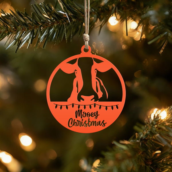 Metal Mooey Christmas Ornament, Farm Ornament, Holiday Decor-Cow Ornament-Decor