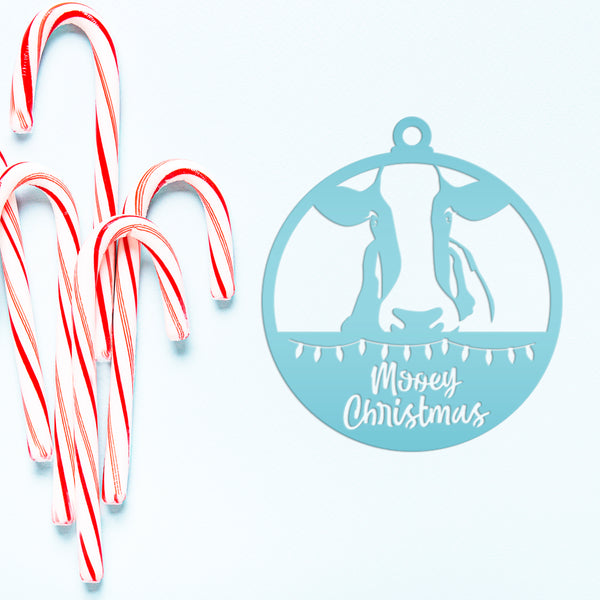 Metal Mooey Christmas Ornament, Farm Ornament, Holiday Decor-Cow Ornament-Decor
