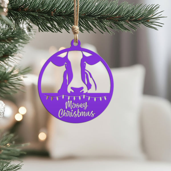 Metal Mooey Christmas Ornament, Farm Ornament, Holiday Decor-Cow Ornament-Decor