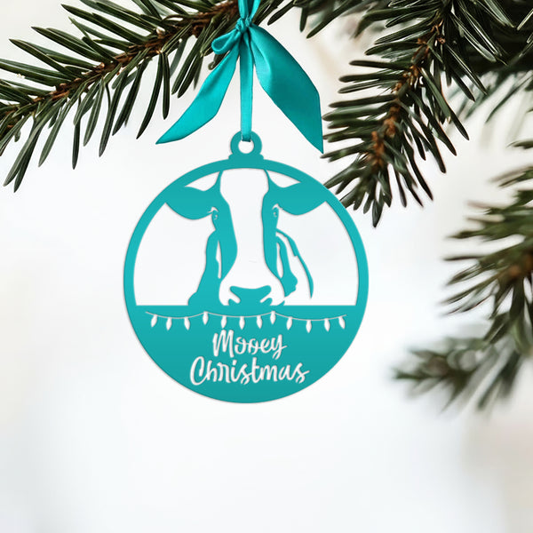 Metal Mooey Christmas Ornament, Farm Ornament, Holiday Decor-Cow Ornament-Decor