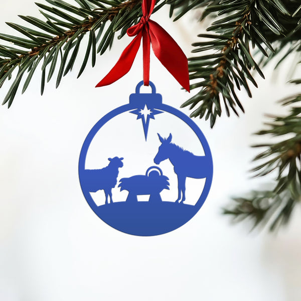 Christmas Manger Animals Ornament - Charming Holiday Decor - Festive Winter Decorations - Christian Metal Art - Elegant Nativity Trinket
