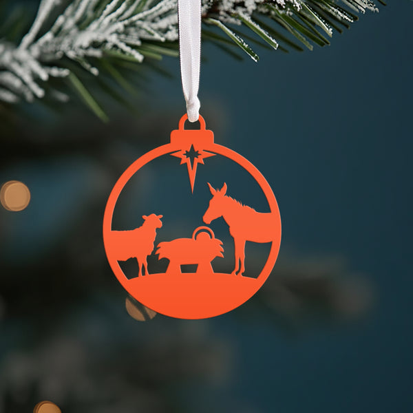 Christmas Manger Animals Ornament - Charming Holiday Decor - Festive Winter Decorations - Christian Metal Art - Elegant Nativity Trinket