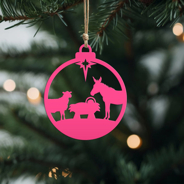 Christmas Manger Animals Ornament - Charming Holiday Decor - Festive Winter Decorations - Christian Metal Art - Elegant Nativity Trinket