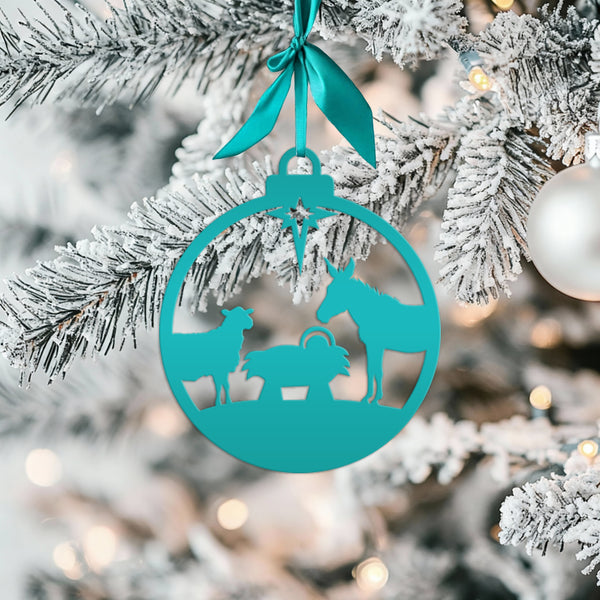 Christmas Manger Animals Ornament - Charming Holiday Decor - Festive Winter Decorations - Christian Metal Art - Elegant Nativity Trinket