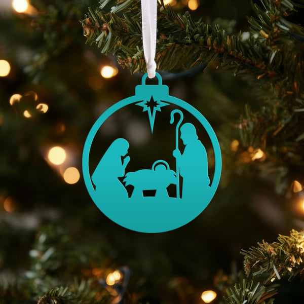 Holiday Nativity Ornament - Metal Manger Scene Design - Charming Christmas Decor - Seasonal Decorations - Christian Art - Birth of Jesus