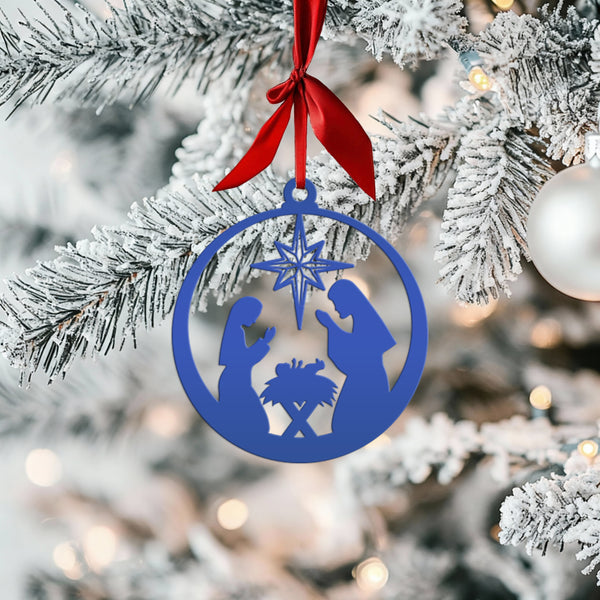 Metal Nativity Scene Ornament, Christian Decor, Nativity Scene Ornament