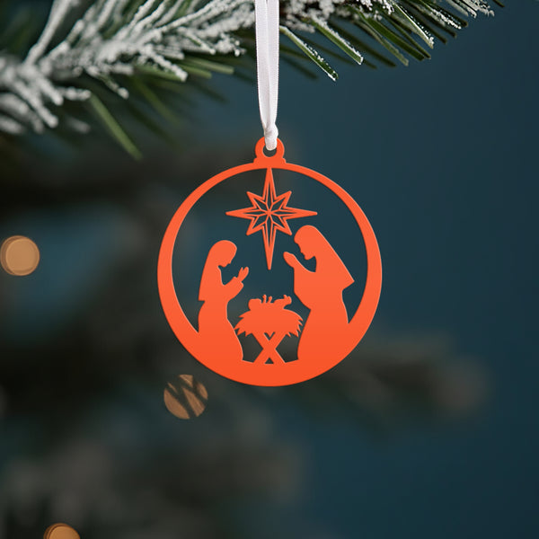 Metal Nativity Scene Ornament, Christian Decor, Nativity Scene Ornament