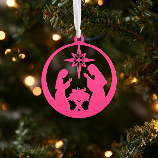 Metal Nativity Scene Ornament, Christian Decor, Nativity Scene Ornament