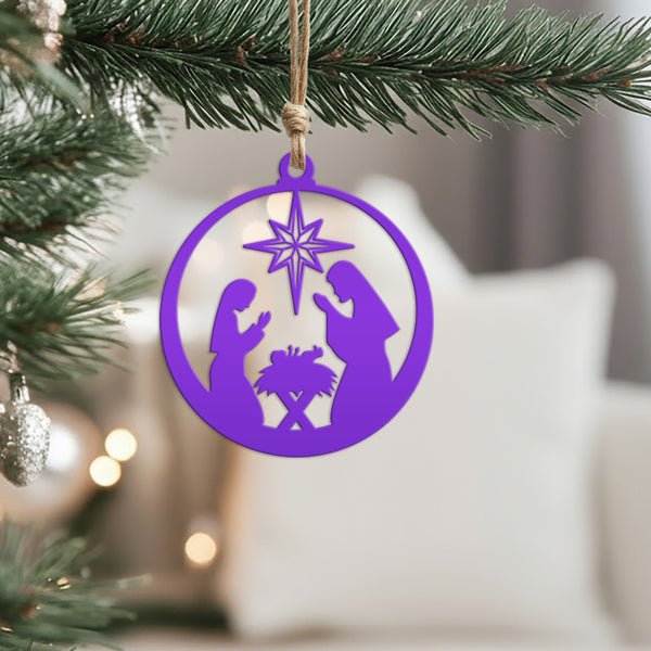 Metal Nativity Scene Ornament, Christian Decor, Nativity Scene Ornament