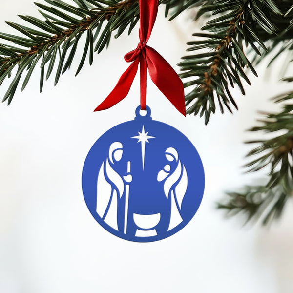 Metal Christmas Decor - Nativity Scene Ornament - Faith Inspired Holiday Decorations - Christian Manger Scene Trinket - Unique Gifts for Her