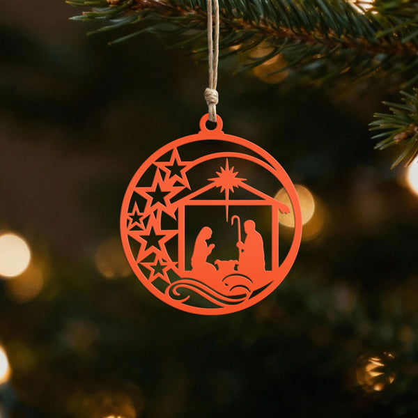 Metal Christmas Ornament - Nativity Scene Decor - Faith Inspired Holiday Decorations - Christian Manger Scene Trinket - Unique Gifts for Her