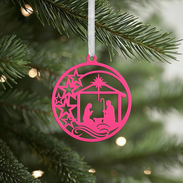 Metal Christmas Ornament - Nativity Scene Decor - Faith Inspired Holiday Decorations - Christian Manger Scene Trinket - Unique Gifts for Her