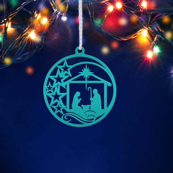 Metal Christmas Ornament - Nativity Scene Decor - Faith Inspired Holiday Decorations - Christian Manger Scene Trinket - Unique Gifts for Her