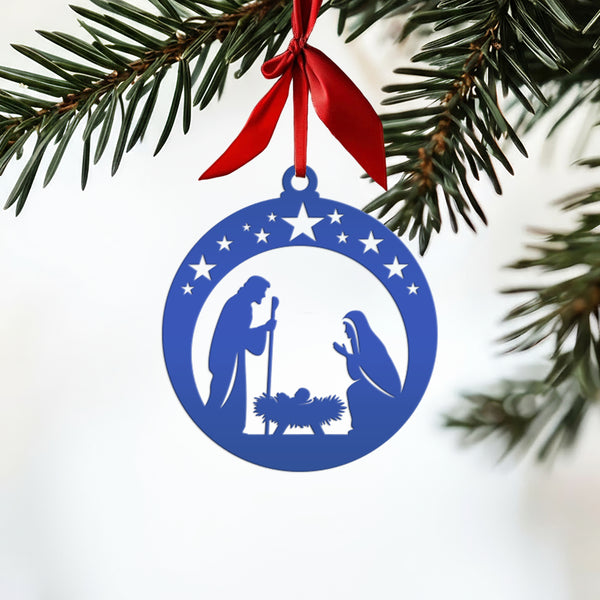 Christmas Metal Nativity Ornament - Charming Holiday Decor - Cute Seasonal Decorations - Unique Stocking Stuffers - Manger Scene Ornaments