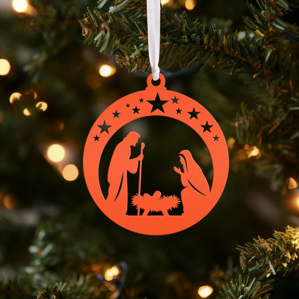 Christmas Metal Nativity Ornament - Charming Holiday Decor - Cute Seasonal Decorations - Unique Stocking Stuffers - Manger Scene Ornaments