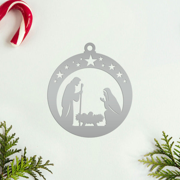 Christmas Metal Nativity Ornament - Charming Holiday Decor - Cute Seasonal Decorations - Unique Stocking Stuffers - Manger Scene Ornaments