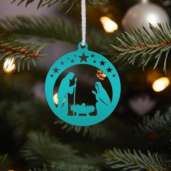Christmas Metal Nativity Ornament - Charming Holiday Decor - Cute Seasonal Decorations - Unique Stocking Stuffers - Manger Scene Ornaments