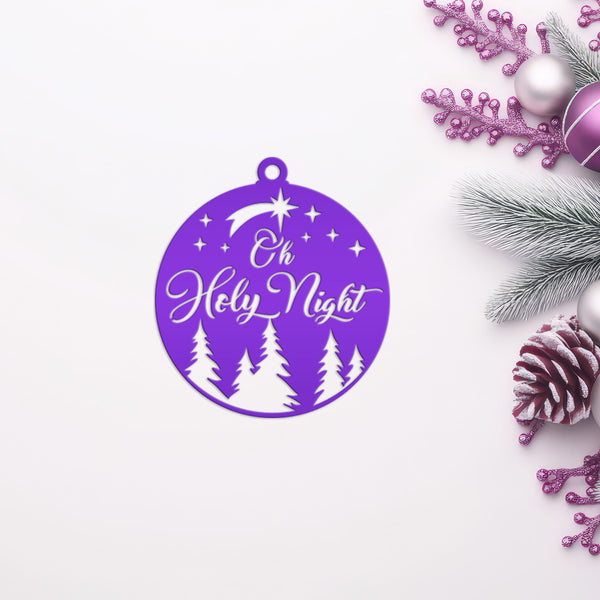 Metal O Holy Night Holiday Ornament - Charming Christmas Decor - Cute Xmas Trinket - Stocking Stuffer Gifts - Festive Winter Decorations