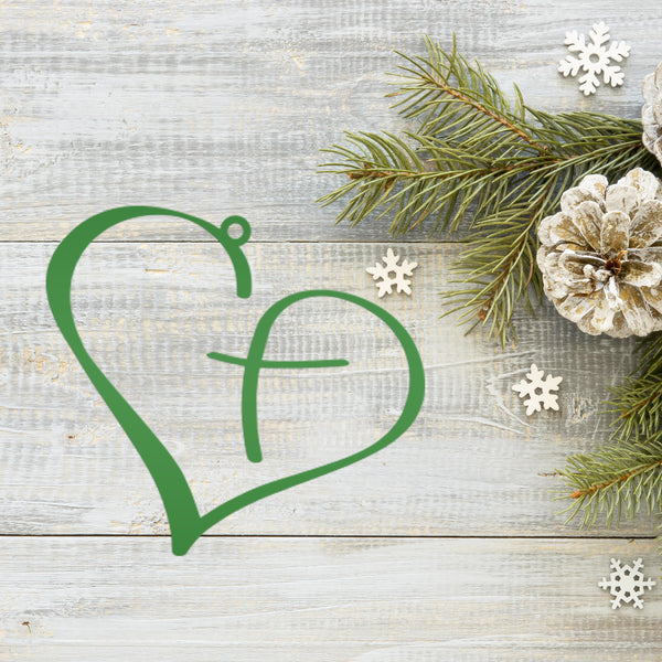Metal Heart Cross Ornament, Christian Holiday Decor, Gift topper