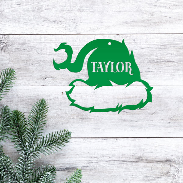 Personalized Santa Hat Metal Christmas/Holiday Ornament