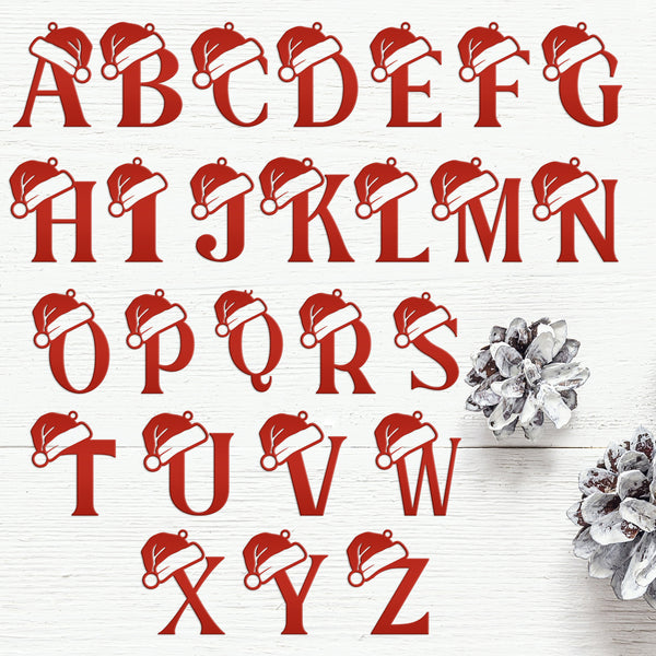 Santa Hat Monogram Letter Metal Christmas/Holiday Ornament