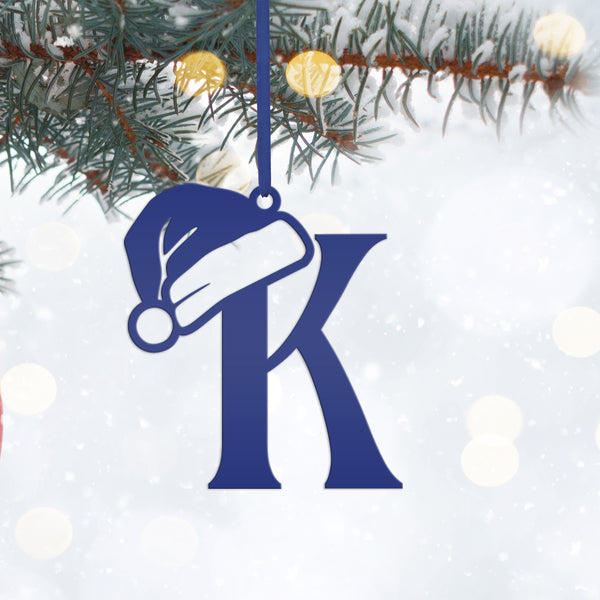 Santa Hat Monogram Letter Metal Christmas/Holiday Ornament